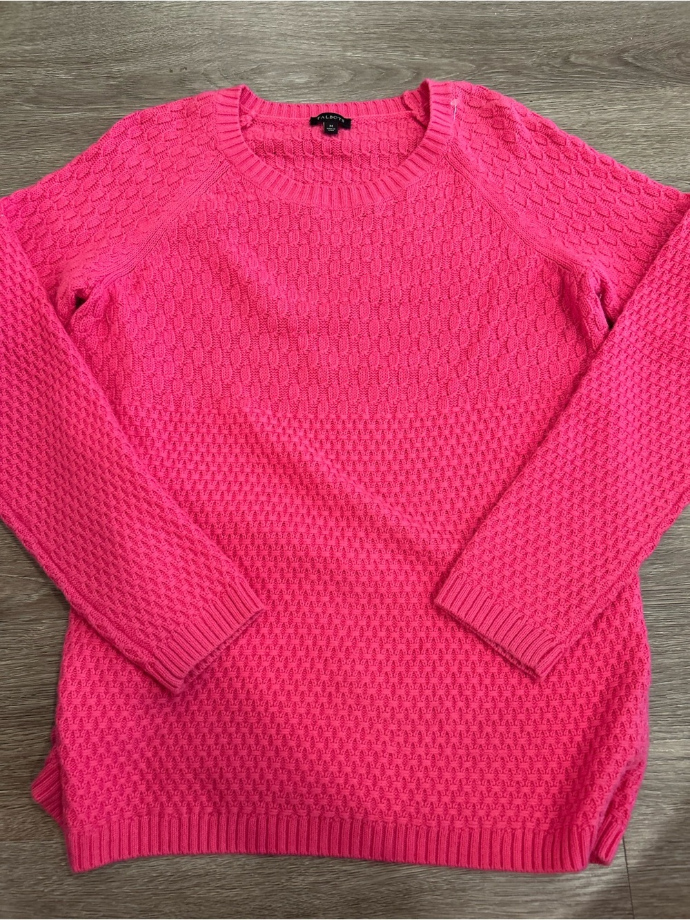 Lambwool Soft Talbots Hot Pink Cable Knit Crewneck Sweater